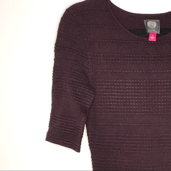 Vince Camuto Size Small Knit Maroon Stretchy Sweater Dress-Fit N Flare-Modest - Picture 4 of 13